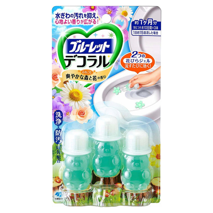 Kobayashi【小林製藥】小熊馬桶芳香劑 Bluelet Dekoraru Toilet Bowl Cleaner (3 Single-use Tubes) Refreshing Forest and Flower
